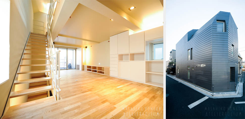文京区にある設計事務所アトリエフォリウムが設計を行った、住宅の内観・外観写真です。