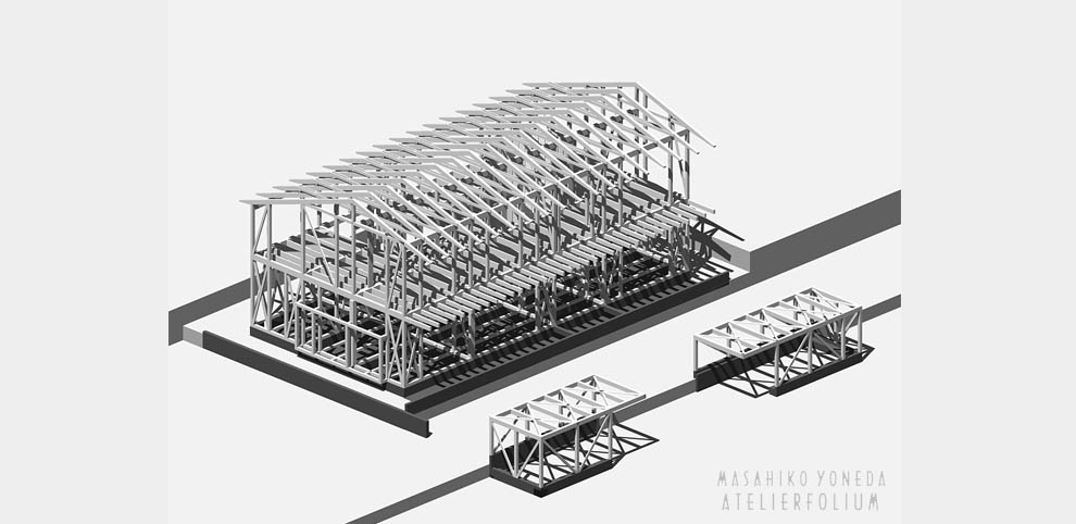 千葉産山武杉で造られた円筒形の空間に溢れる月光。 そして、草本と果樹の林を日々楽しむ庭。その二つをこの住まいの名に託しました。